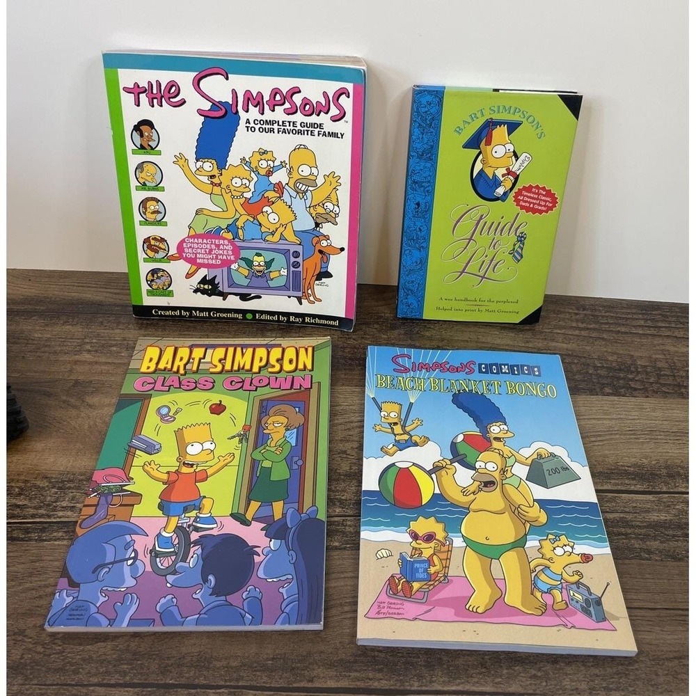 Lot of 4 Simpsons Books Bart's Guide to Life Beach Blanket Class Clown Book
